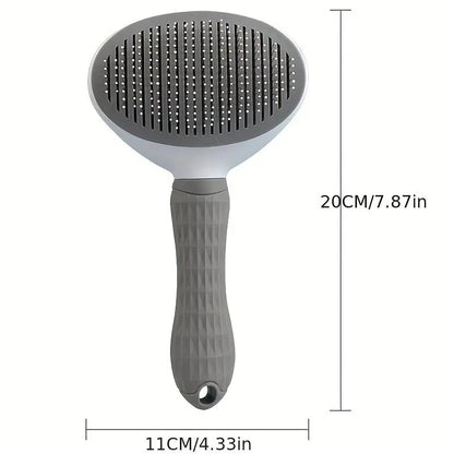 Pet Hair Removal Comb - 1 Count Grooming Brush and Deshedding Tool with One-Click Cleaning for Dogs and Cats, Essential Grooming Supplies and Accessories