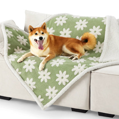 Lesure Waterproof Pet Blanket for Dogs and Cats - Reversible Jacquard Shag and Sherpa Fleece, 3D Textured Cloud Design, Machine Washable, Durable, Portable, and Soft Couch Protector