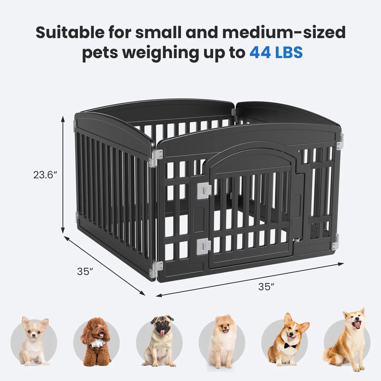 Summer Sale: Portable Plastic Pet Playpen - Durable Exercise Pen with Lockable Gate and Non-Slip Base for Indoor and Outdoor Use