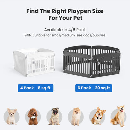 Summer Sale: Portable Plastic Pet Playpen - Durable Exercise Pen with Lockable Gate and Non-Slip Base for Indoor and Outdoor Use
