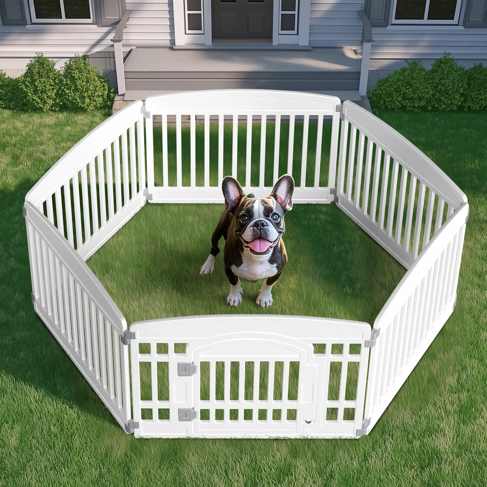 Summer Sale: Portable Plastic Pet Playpen - Durable Exercise Pen with Lockable Gate and Non-Slip Base for Indoor and Outdoor Use