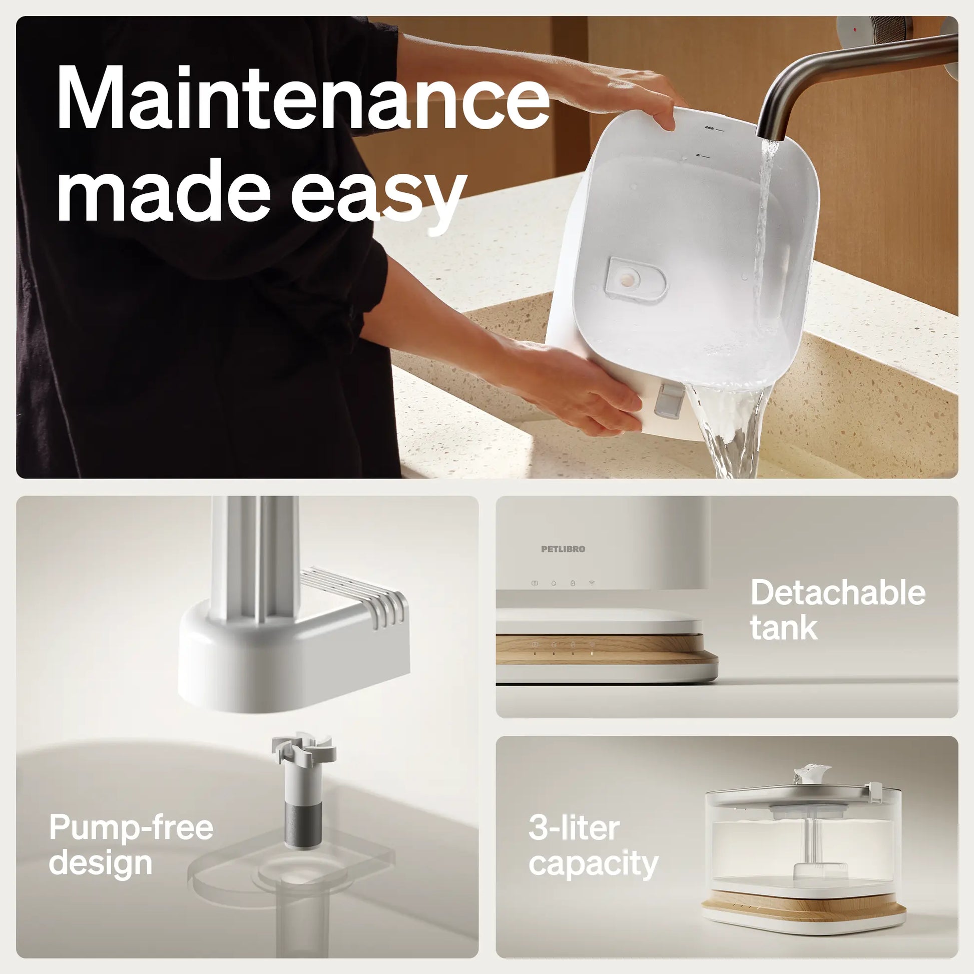 PETLIBRO Dockstream 2 Cordless Cat Water Fountain with 3L Stainless Steel Tray, 5GHz Wi-Fi App Monitoring, and Automatic Dispenser