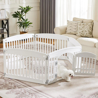 Summer Sale: Portable Plastic Pet Playpen - Durable Exercise Pen with Lockable Gate and Non-Slip Base for Indoor and Outdoor Use