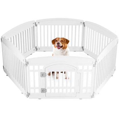 Summer Sale: Portable Plastic Pet Playpen - Durable Exercise Pen with Lockable Gate and Non-Slip Base for Indoor and Outdoor Use