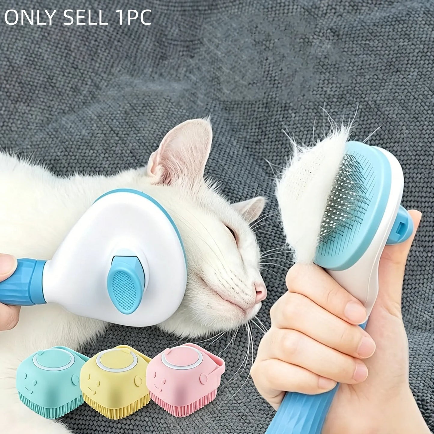 Pet Hair Removal Comb - 1 Count Grooming Brush and Deshedding Tool with One-Click Cleaning for Dogs and Cats, Essential Grooming Supplies and Accessories