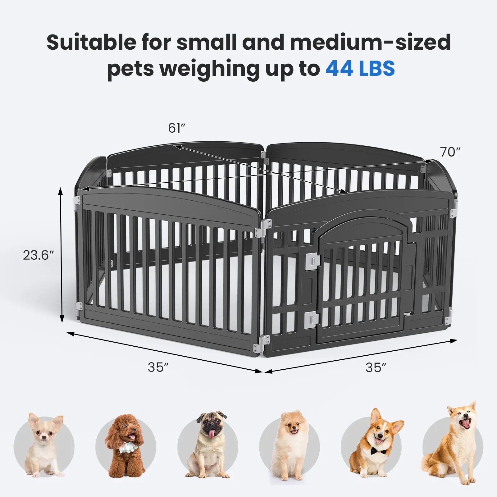 Summer Sale: Portable Plastic Pet Playpen - Durable Exercise Pen with Lockable Gate and Non-Slip Base for Indoor and Outdoor Use