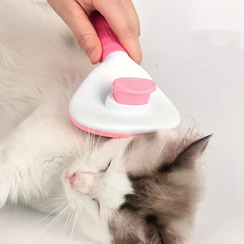 Pet Hair Removal Comb - 1 Count Grooming Brush and Deshedding Tool with One-Click Cleaning for Dogs and Cats, Essential Grooming Supplies and Accessories