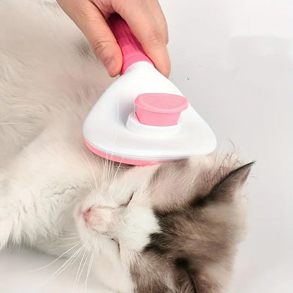 Pet Hair Removal Comb - 1 Count Grooming Brush and Deshedding Tool with One-Click Cleaning for Dogs and Cats, Essential Grooming Supplies and Accessories