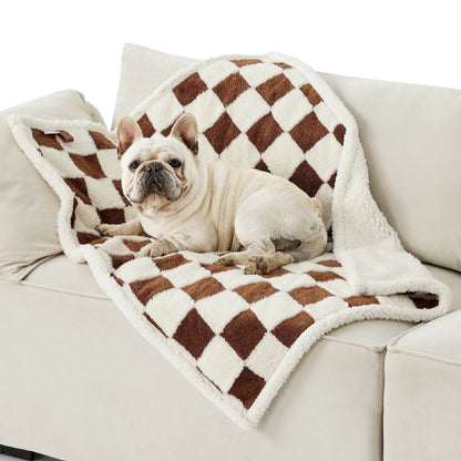 Lesure Waterproof Pet Blanket for Dogs and Cats - Reversible Jacquard Shag and Sherpa Fleece, 3D Textured Cloud Design, Machine Washable, Durable, Portable, and Soft Couch Protector