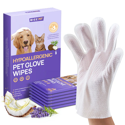 Hicc PET Disposable Dog Grooming Wipes (20 Pack) - Natural, Hypoallergenic, No-Rinse Grooming Wipes with Fermented Oils for Hair Removal, Deodorizing, Skin Moisture, and Paw Care for Outdoor Use