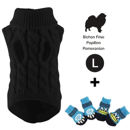 5-Piece Cozy Knitted Sweater Set for Small Pets with 4 Socks - Soft Pullover for Cats and Dogs, Ideal for Winter and Autumn, Available in 5 Colors, Machine Washable