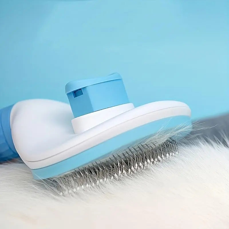 Pet Hair Removal Comb - 1 Count Grooming Brush and Deshedding Tool with One-Click Cleaning for Dogs and Cats, Essential Grooming Supplies and Accessories