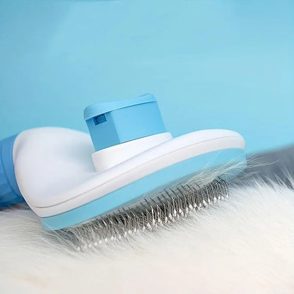 Pet Hair Removal Comb - 1 Count Grooming Brush and Deshedding Tool with One-Click Cleaning for Dogs and Cats, Essential Grooming Supplies and Accessories