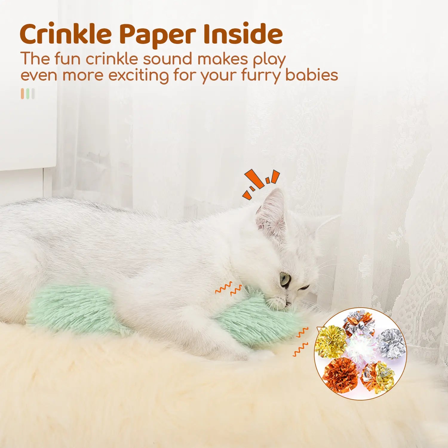Potaroma Interactive Cat Pillows - 3 Pack of Crinkle Sound Soft and Durable Kicker Toys for Indoor Cats and Kittens, Ideal for Daily Play and Exercise