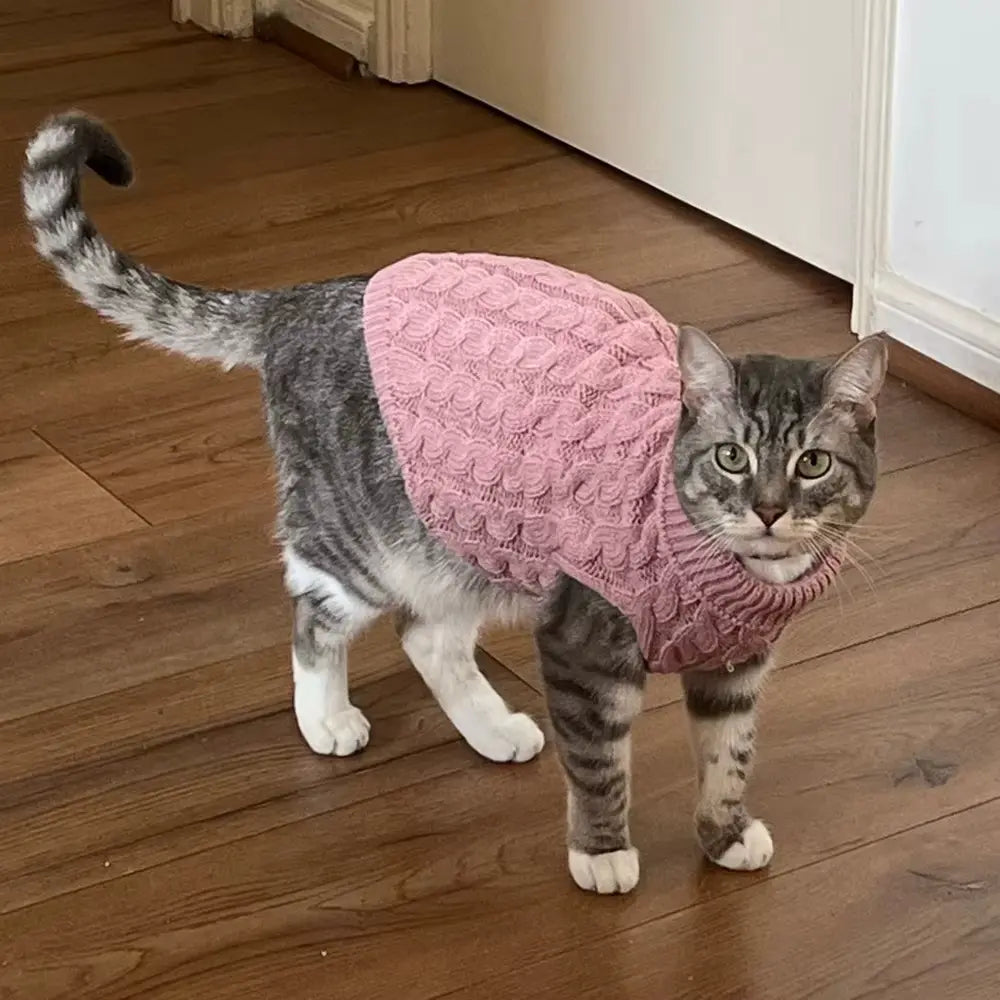 5-Piece Cozy Knitted Sweater Set for Small Pets with 4 Socks - Soft Pullover for Cats and Dogs, Ideal for Winter and Autumn, Available in 5 Colors, Machine Washable