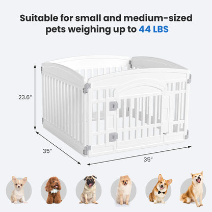 Summer Sale: Portable Plastic Pet Playpen - Durable Exercise Pen with Lockable Gate and Non-Slip Base for Indoor and Outdoor Use