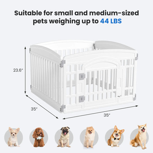 Summer Sale: Portable Plastic Pet Playpen - Durable Exercise Pen with Lockable Gate and Non-Slip Base for Indoor and Outdoor Use