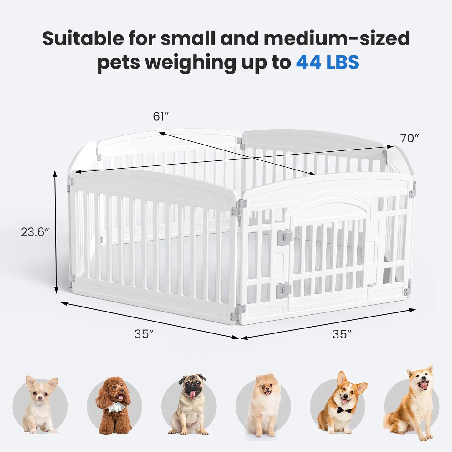 Summer Sale: Portable Plastic Pet Playpen - Durable Exercise Pen with Lockable Gate and Non-Slip Base for Indoor and Outdoor Use