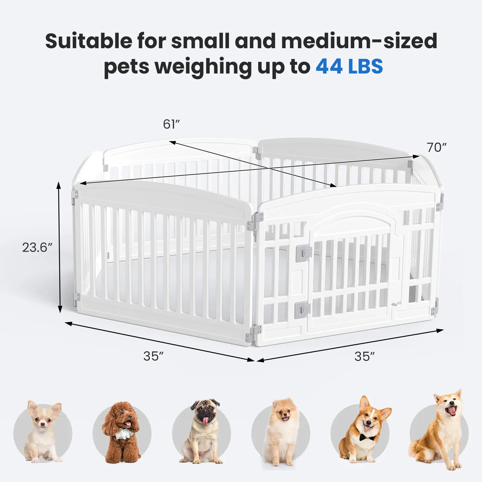 Summer Sale: Portable Plastic Pet Playpen - Durable Exercise Pen with Lockable Gate and Non-Slip Base for Indoor and Outdoor Use