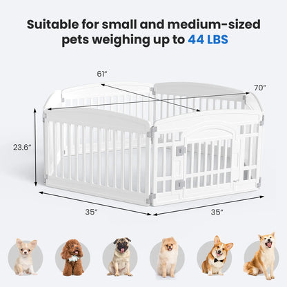 Summer Sale: Portable Plastic Pet Playpen - Durable Exercise Pen with Lockable Gate and Non-Slip Base for Indoor and Outdoor Use