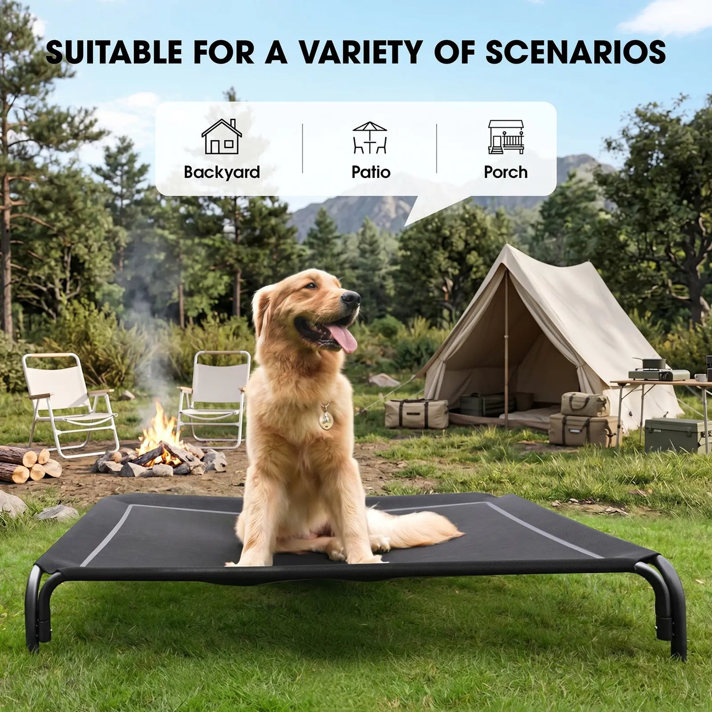 【Dealsforyoudays】 VALUXE Elevated Dog Bed for Large Dogs, Cooling Pet Cot with Breathable Mesh & Durable Frame, Easy to Clean Raised Pet Mats for Indoor & Outdoor Home Summervibes Petlovers Outdoorfun Summerwins