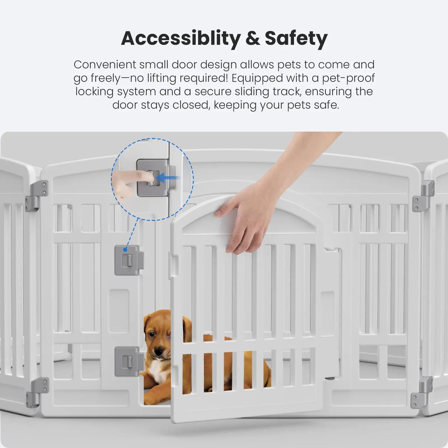 Summer Sale: Portable Plastic Pet Playpen - Durable Exercise Pen with Lockable Gate and Non-Slip Base for Indoor and Outdoor Use