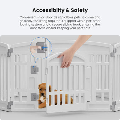 Summer Sale: Portable Plastic Pet Playpen - Durable Exercise Pen with Lockable Gate and Non-Slip Base for Indoor and Outdoor Use